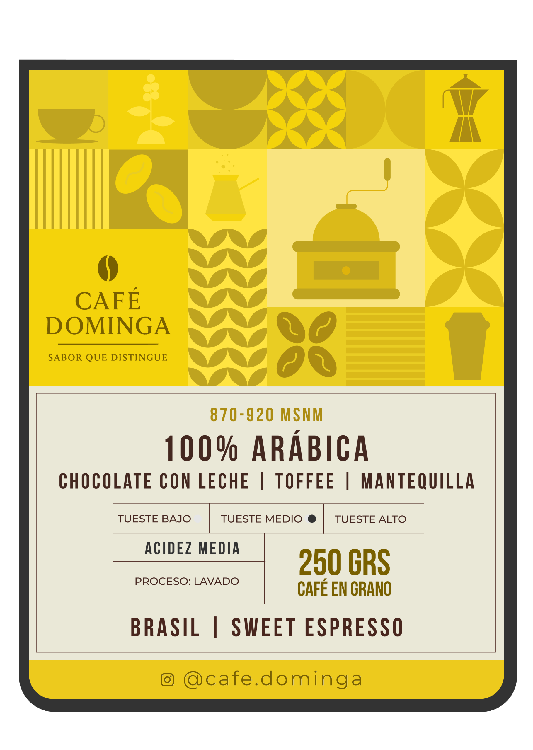 brasilDOMIGA-GRANO Café en Grano Brasil 250 g – 100% Arábico